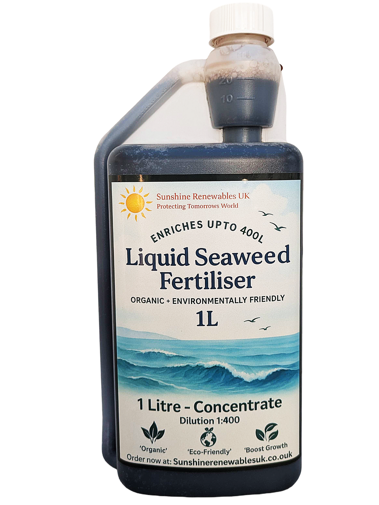 1L Ultra-Concentrated Liquid Seaweed Fertiliser – Super Strength 1:400 General Purpose Feed