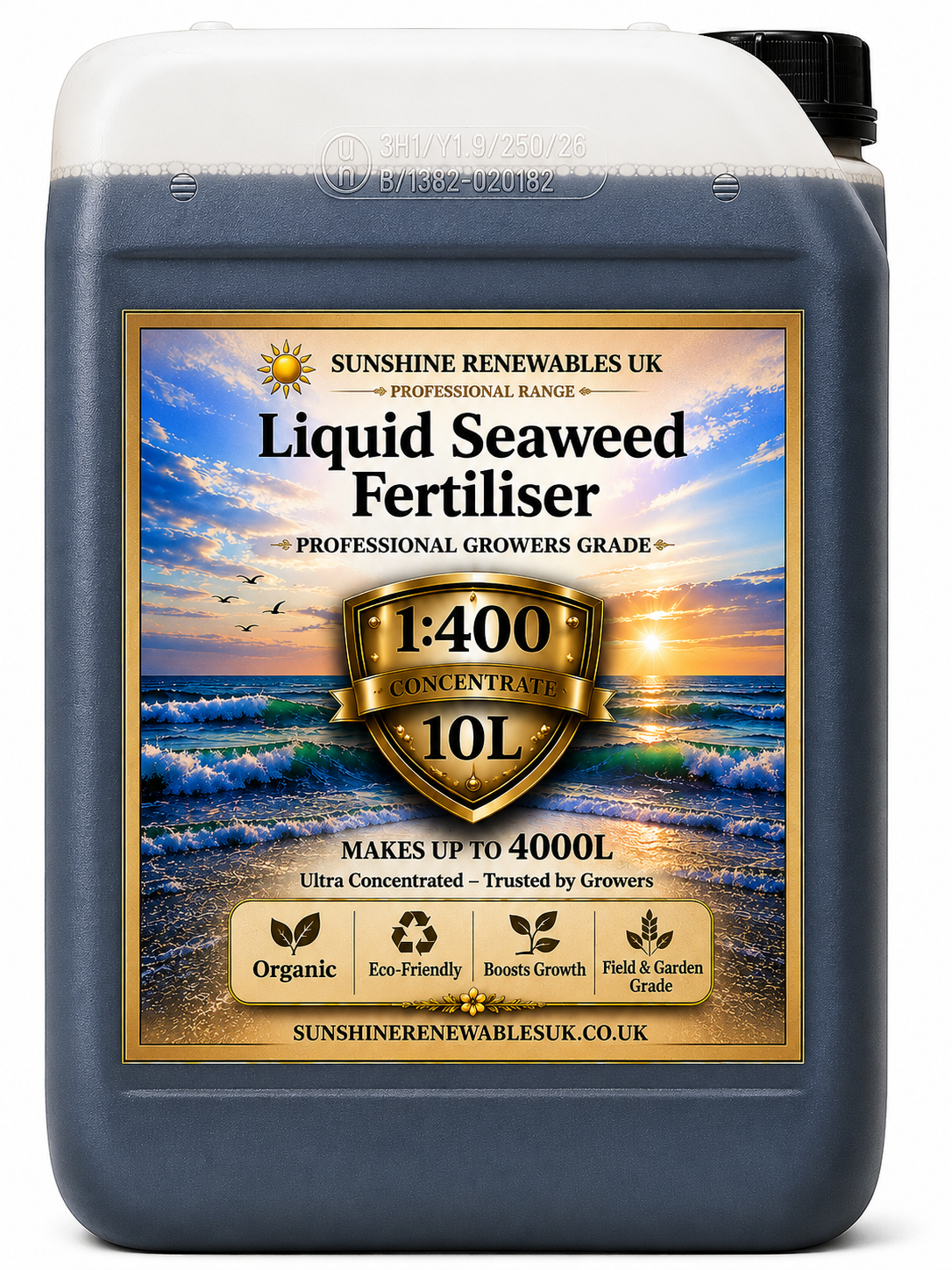 Liquid Seaweed Fertiliser Enhanced with added Chelated Iron (Fe) - 10L - Ultra-Concentrated – Super Strength 1:400 General Purpose Feed