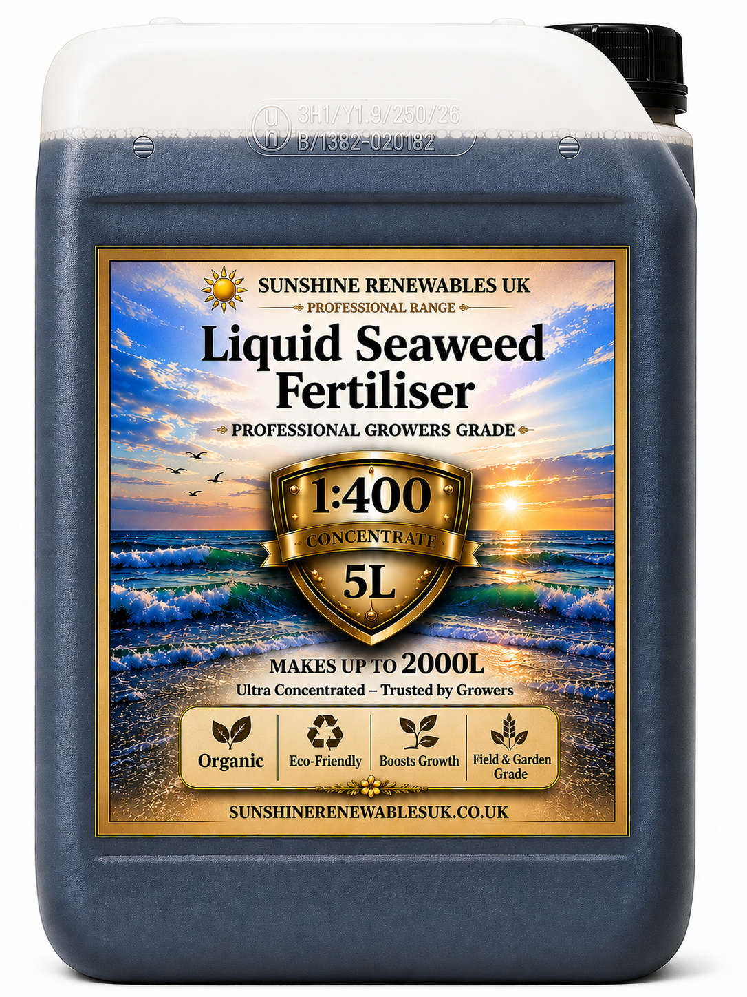 Liquid Seaweed Fertiliser Enhanced with added Chelated Iron (Fe) 5L – Ultra-Concentrated - Super Strength 1:400