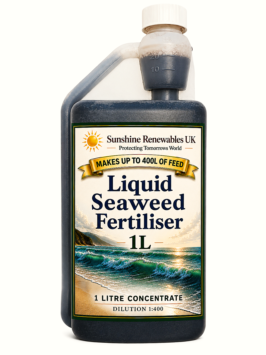 Liquid Seaweed Fertiliser 1L Concentrate – Organic Seaweed Plant Food – Makes Up To 400L Feed For Vegetables, Flowers, Lawns & Houseplants