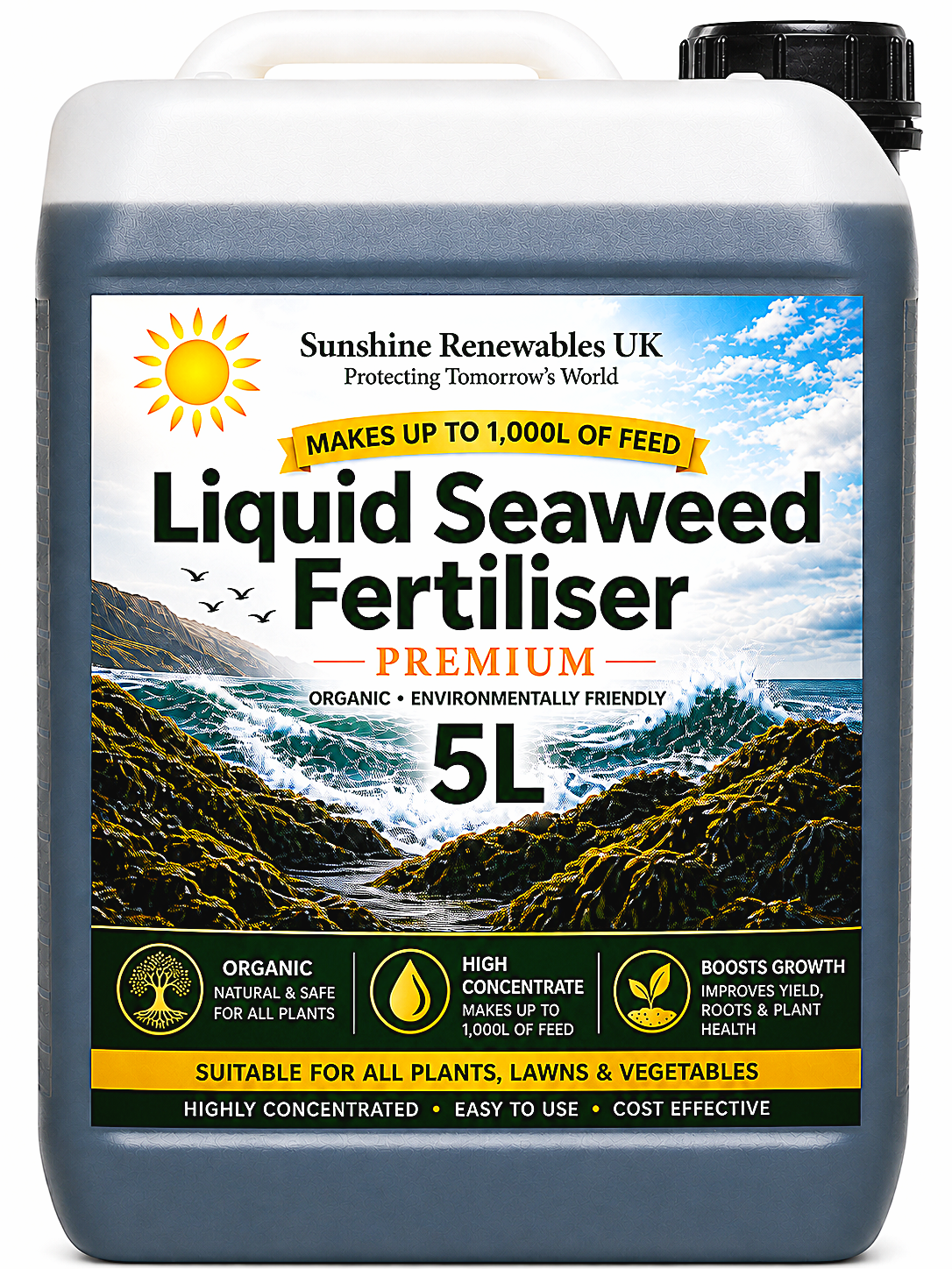 Liquid Seaweed Fertiliser 5L – Concentrated Premium 1:200 General Purpose Feed