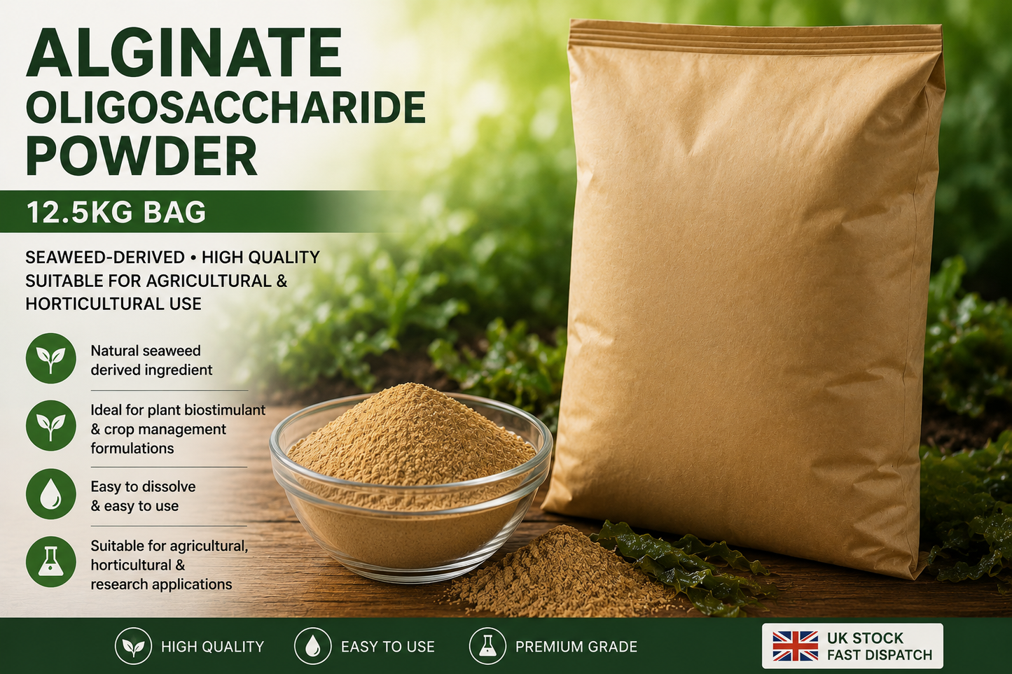 Alginate Oligosaccharide Powder 12.5kg Bag | Agricultural & Horticultural Use